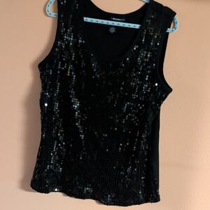 Denim&Co Black Sequin Tank Top